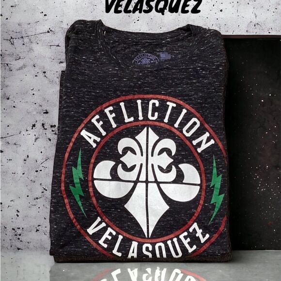 AFFLICTION TEAM CAIN VELASQUEZ NEW BLACK T SHIRT MENS 3XL SLIM FIT CREW NECK - Picture 1 of 8